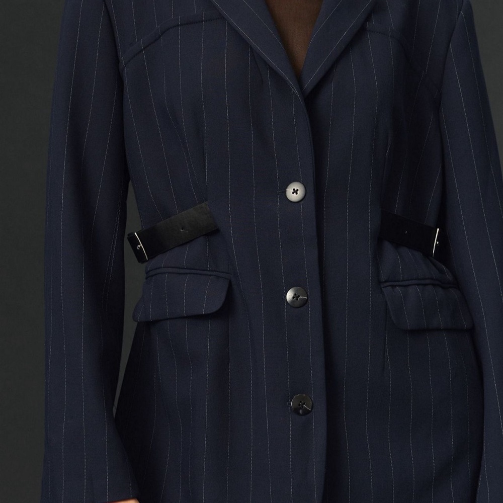 Women's Navy Pinstripe Blazer Anthropologie